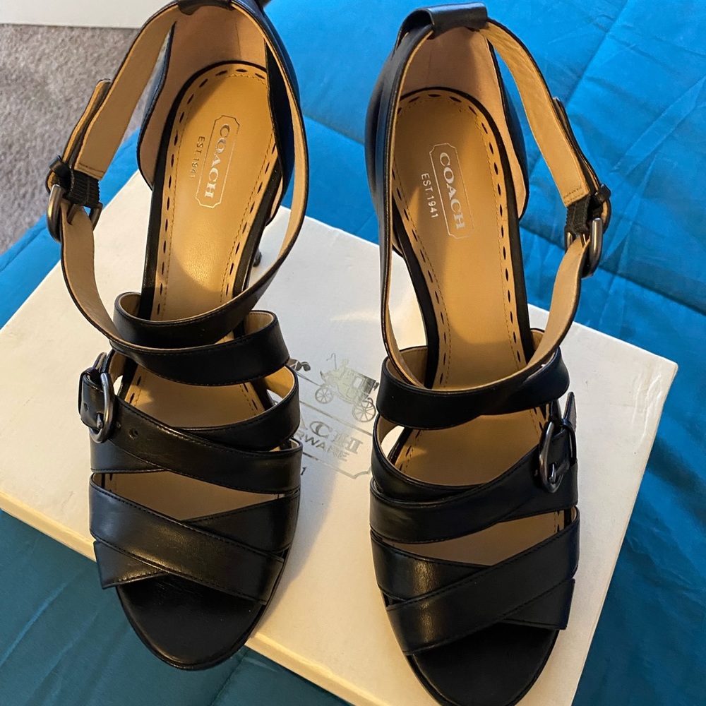 Gently used Coach shoes Fawn Vachetta strap style